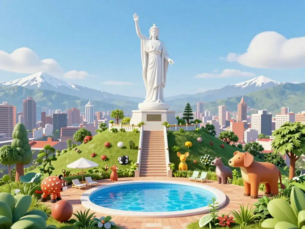 attractions cerro san cristobal vues statue piscine zoo