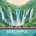 Vue globale bali sekumpul waterfall jungle rizières