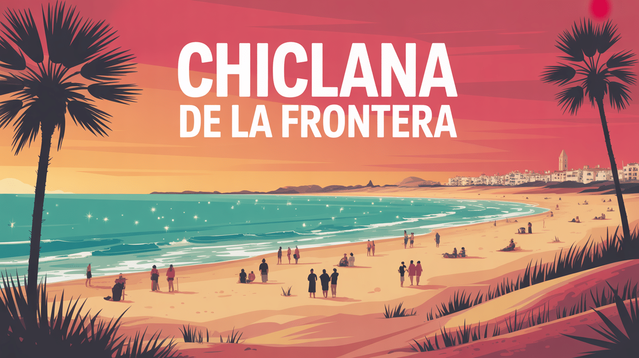 Vue stylisée de Chiclana de la Frontera plages océan centre