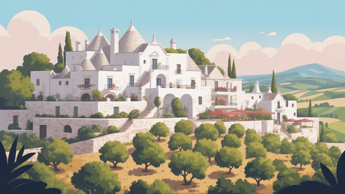 illustration cisternino village blanc Pouilles