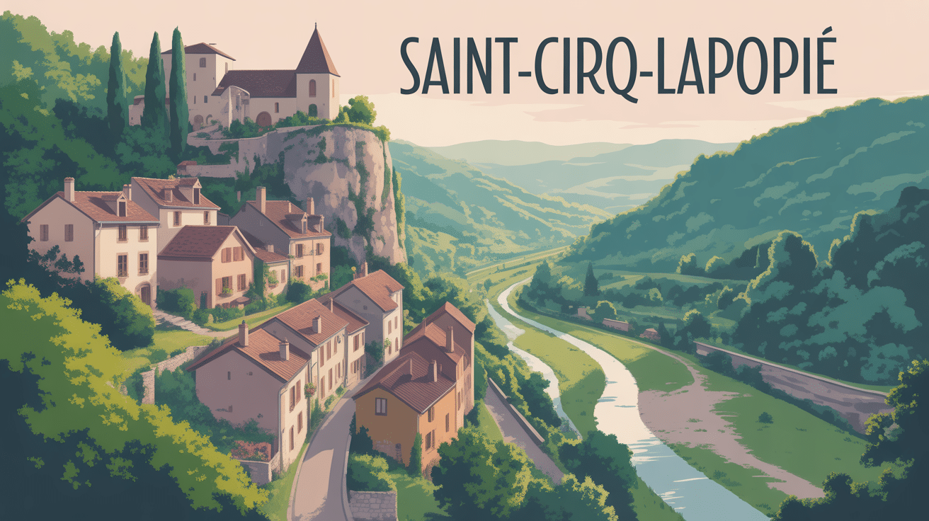 Combien de temps pour visiter Saint-Cirq-Lapopie illustration vue village et vallée