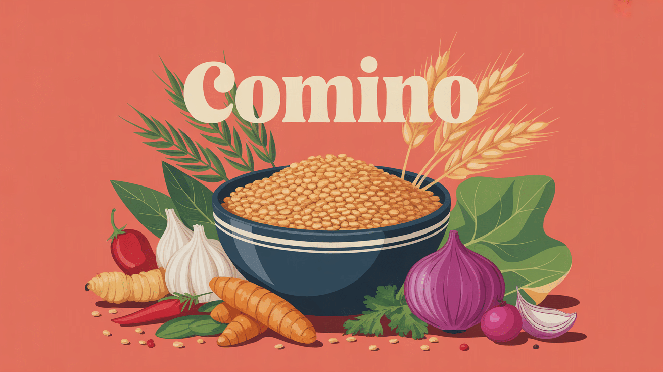 illustration comino bol graines ingrédients exotiques