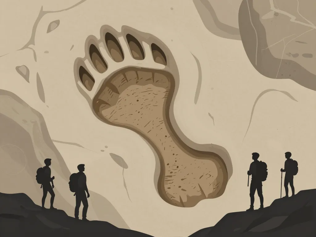 Empreinte dinosaure dans roche alpine au lac du Vieux Emosson