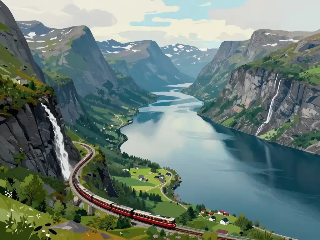 Paysage flam norvegia railway fjord montagnes