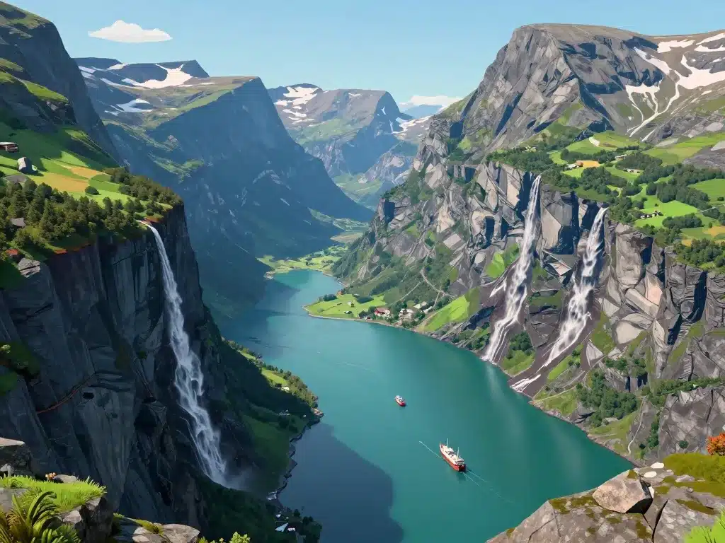 falaises cascades geirangerfjord point de vue