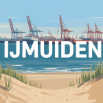 Vue stylisée Ijmuiden port plage dunes