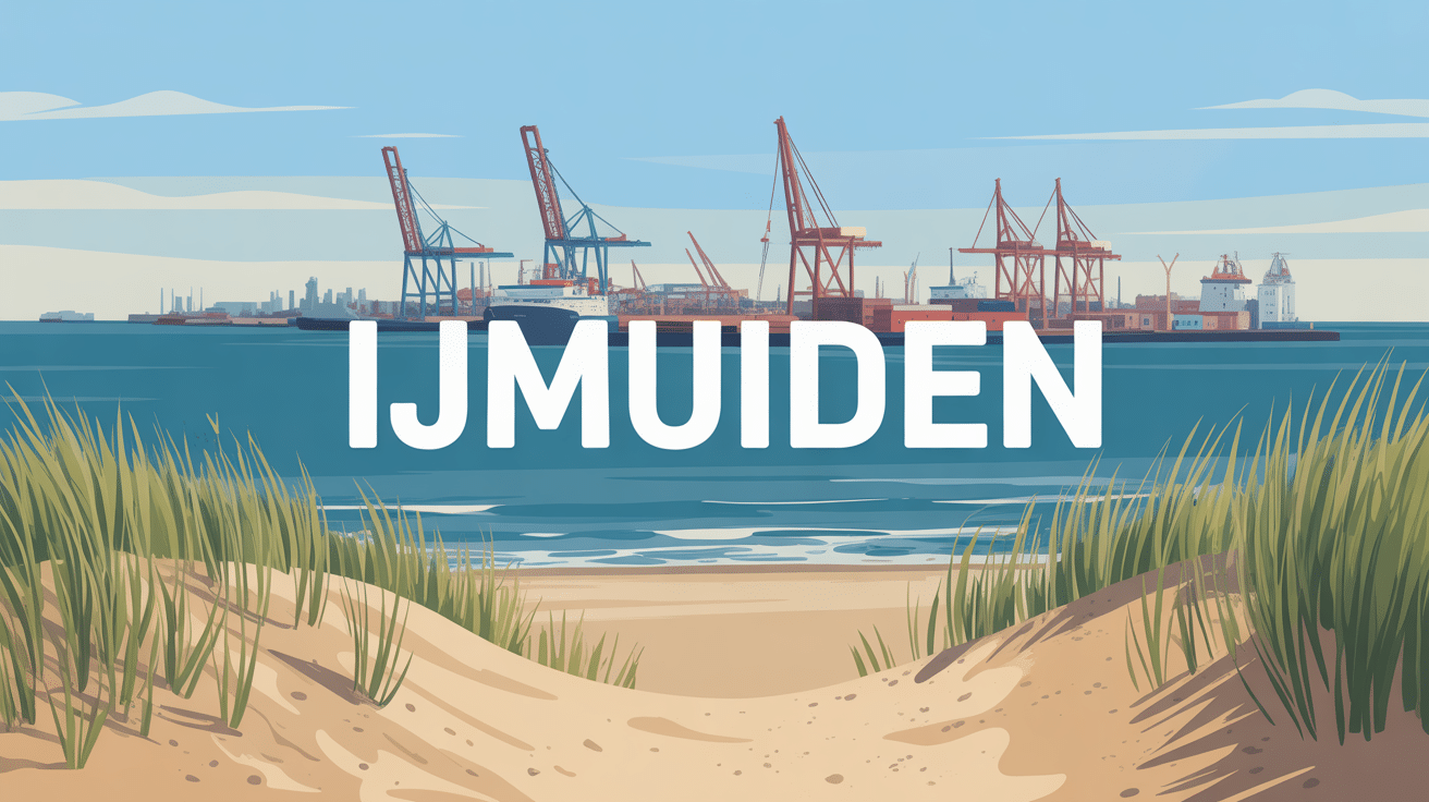 Vue stylisée Ijmuiden port plage dunes