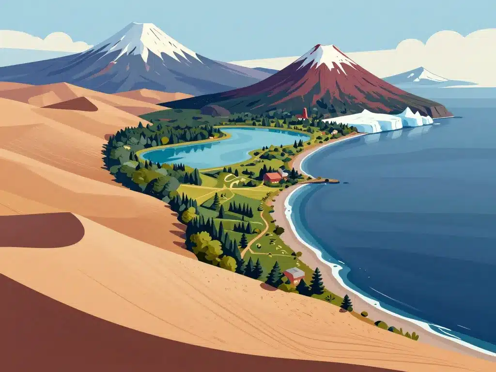 illustration longueur chili diversité paysages nord sud
