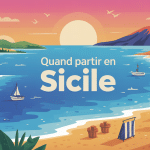 Image Sicile à différentes saisons avec plages, collines et volcan