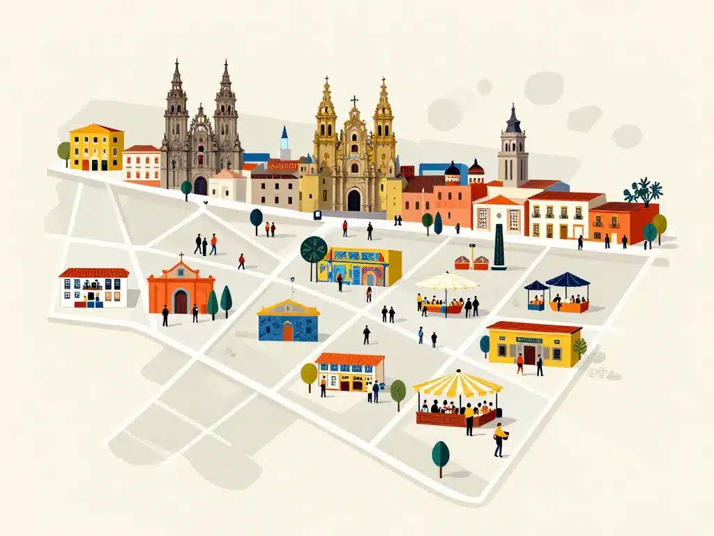 Carte stylisée quartiers capitale Chili