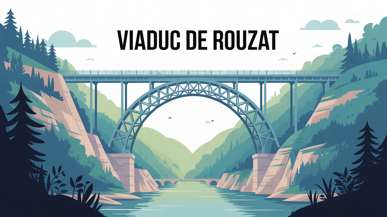 viaduc de rouzat enjambant gorges verdoyantes