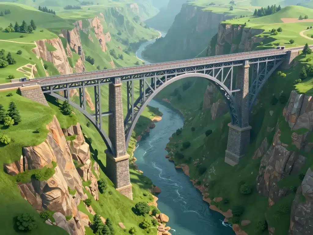 vue 3d viaduc de rouzat sur vallée