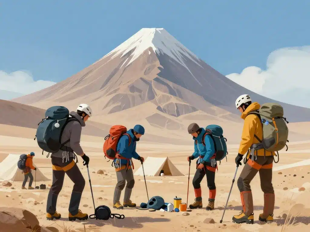 volcan licancabur randonneurs équipement montagne