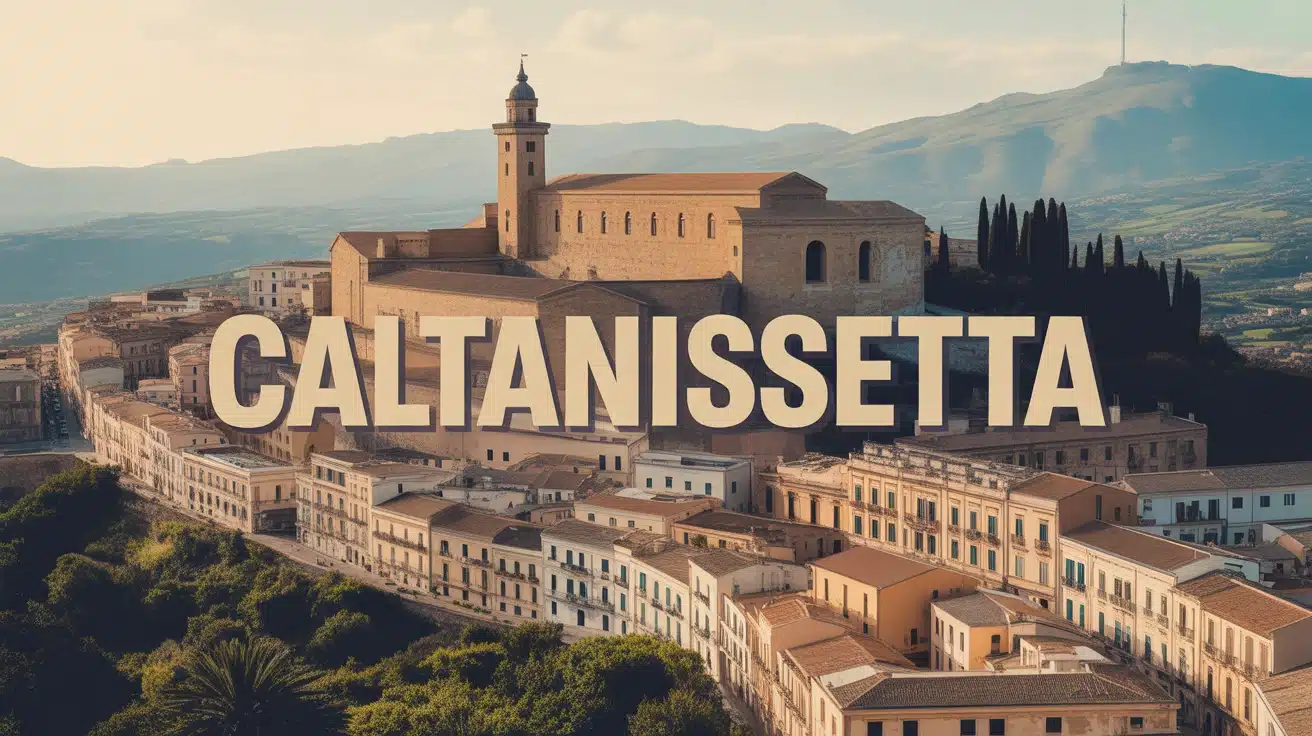 Illustration vectorielle de Caltanissetta avec mines et architecture baroque