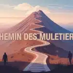 Illustration Chemin des Muletiers montagne volcanique stylisée