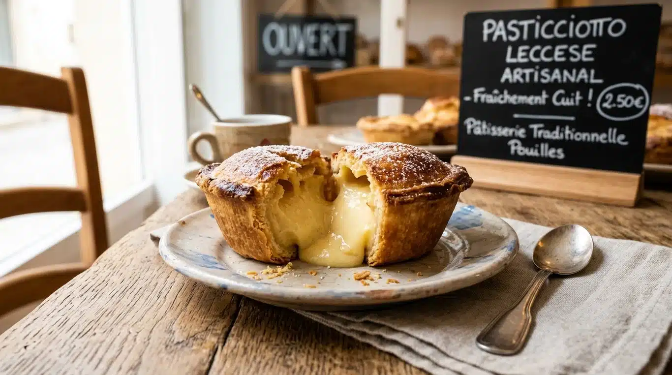 Pasticciotto leccese traditionnel fraîchement sorti du four