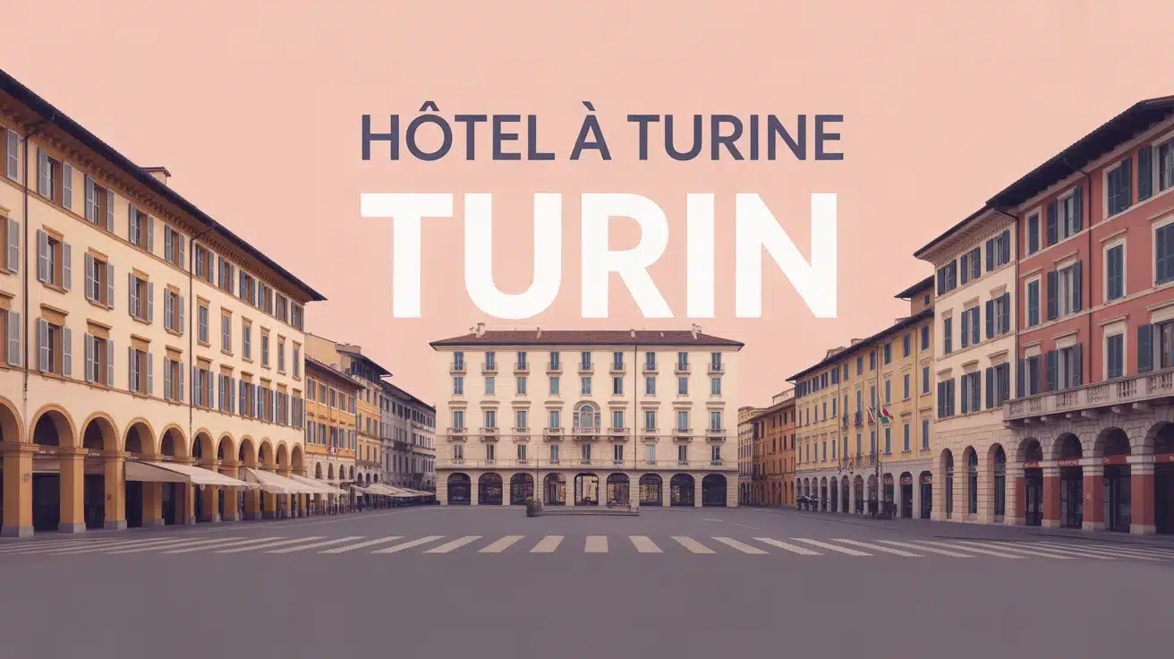 Illustration vectorielle d'un hôtel à Turin avec bâtiments élégants
