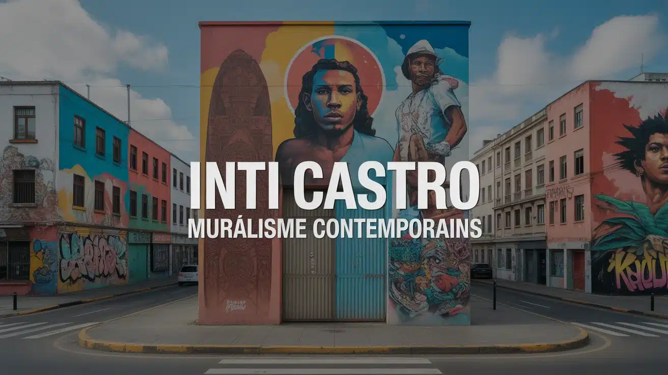 Fresque urbaine colorée Inti Castro muralisme contemporain avec motifs andins