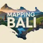 Illustration vectorielle carte artistique de Bali avec temples et rizières