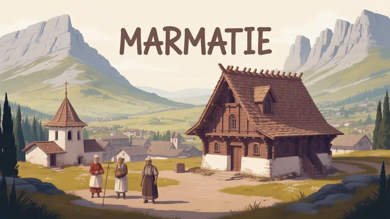 Illustration Marmatie montagnes Carpates et églises en bois traditionnelles