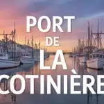 Illustration vectorielle du port de La Cotinière avec bateaux de pêche au coucher du soleil