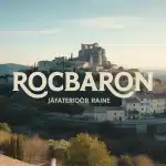 Illustration numérique de Rocbaron avec ciel étoilé et ruines médiévales