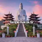 Temple Kek Lok Si sur colline Air Itam au crépuscule