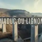 Illustration vectorielle du viaduc du Lignon sur un paysage montagneux