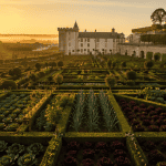 jardin villandry vue aérienne dorée