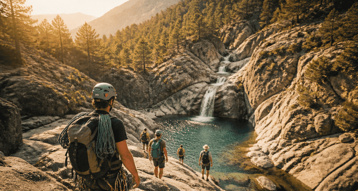 Cascade de Purcaraccia avec guide et randonneurs