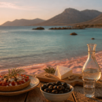 crete plage elafonissi mets cretois coucher soleil
