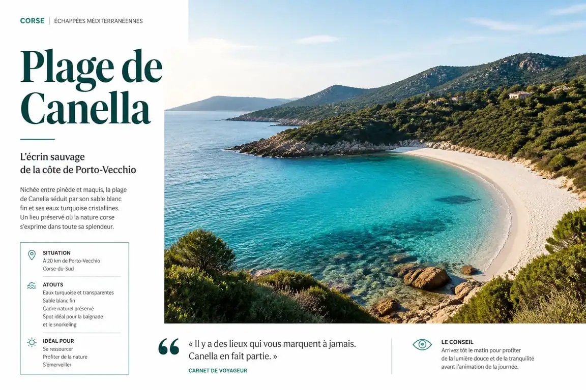 Plage de Canella Arinella di Canella en Corse avec son sable blanc et ses eaux turquoise