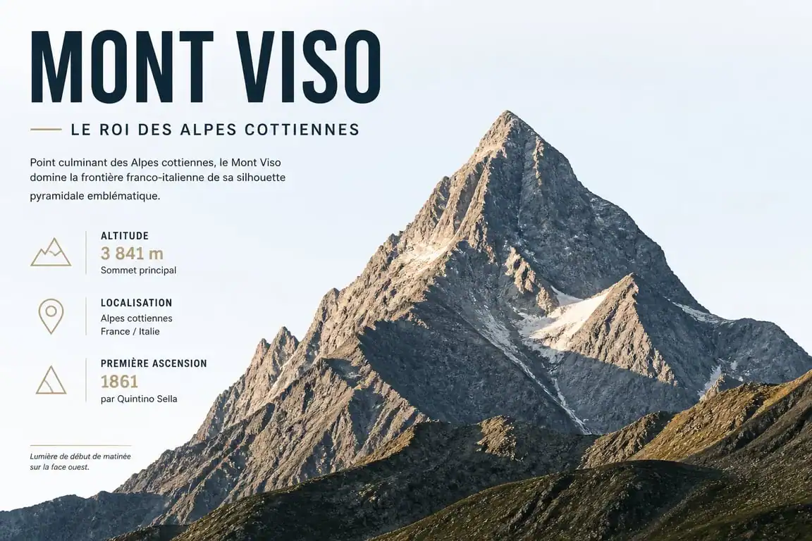 Vue panoramique du Mont Viso, le Roi de Pierre des Alpes cottiennes