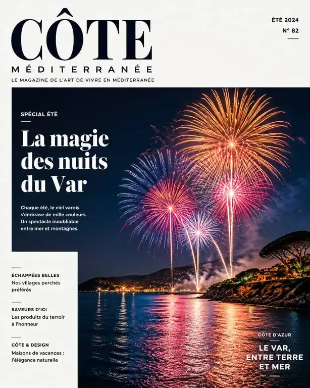 Feu d'artifice dans le Var au-dessus de la mer Méditerranée