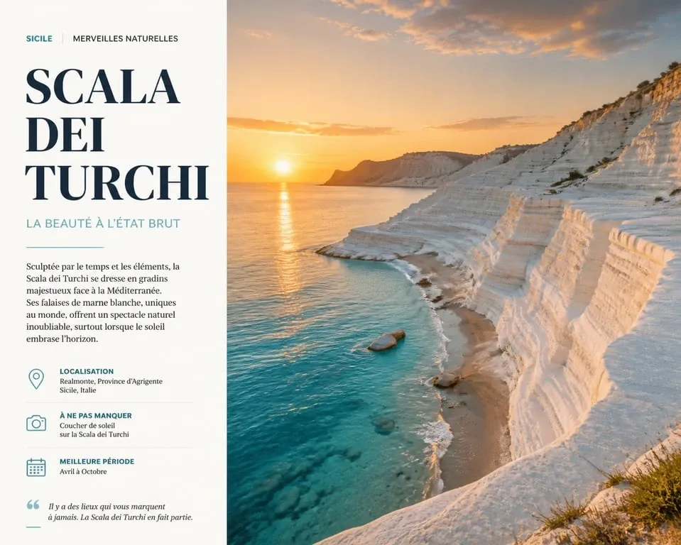 Paysage de la Scala dei Turchi en Sicile au coucher du soleil