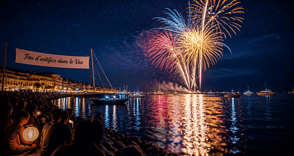 feu d'artifice var au-dessus de la mer méditerranée