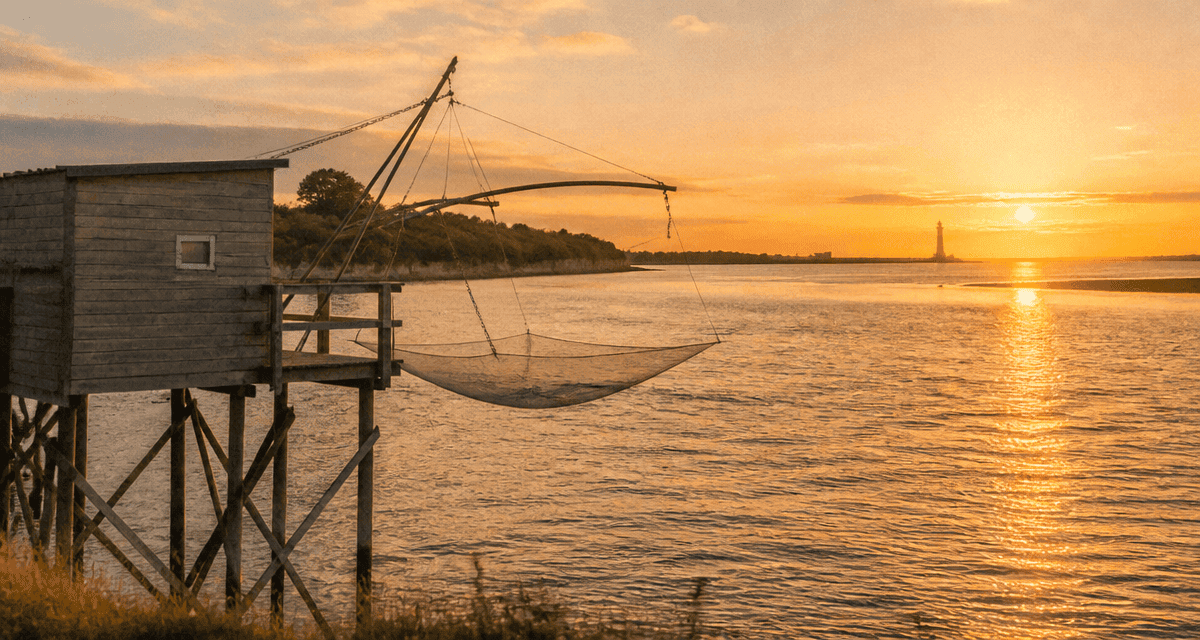 gironde fleuve estuaire carrelet coucher de soleil