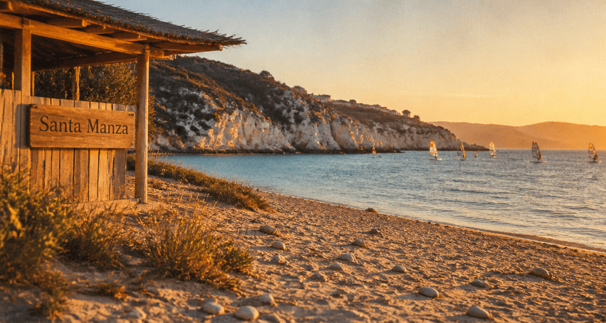 plage de santa manza sable galets coucher de soleil