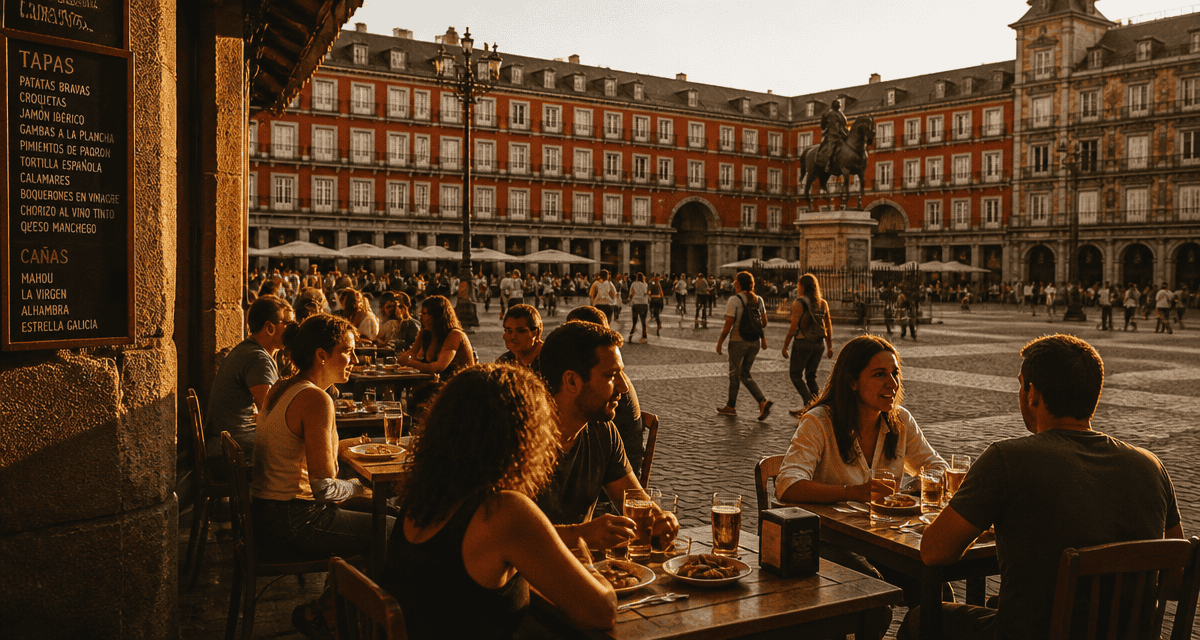 que faire a madrid terrasse plaza mayor coucher de soleil