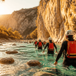 Rando aquatique Verdon groupe dans l'eau turquoise