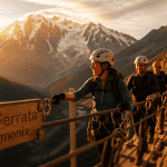 via ferrata chamonix groupe sur pont de singe