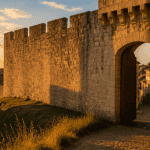 ville fortifiée remparts pierre blonde porte ouverte