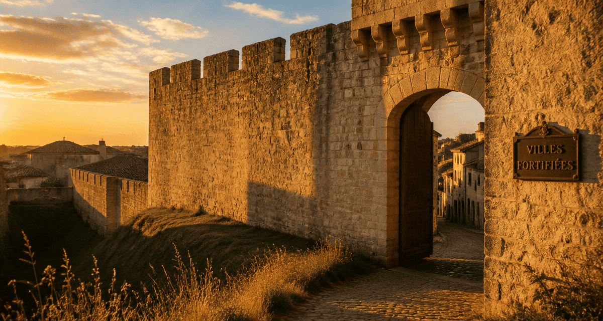ville fortifiée remparts pierre blonde porte ouverte