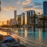 South Bank Brisbane Queensland Australie au coucher du soleil