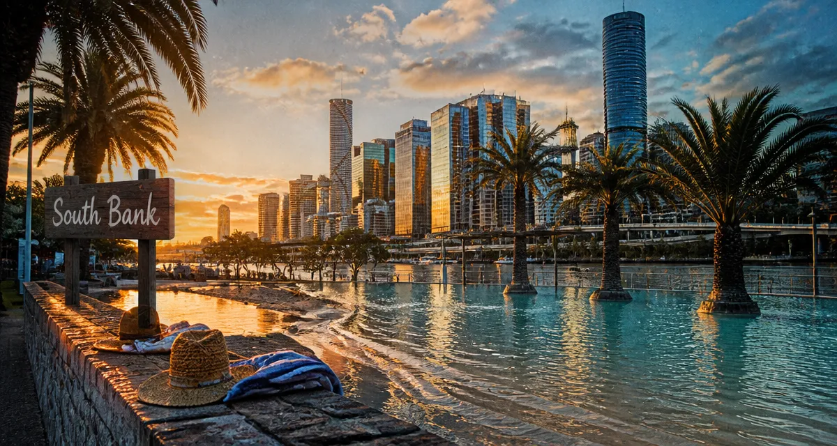 South Bank Brisbane Queensland Australie au coucher du soleil