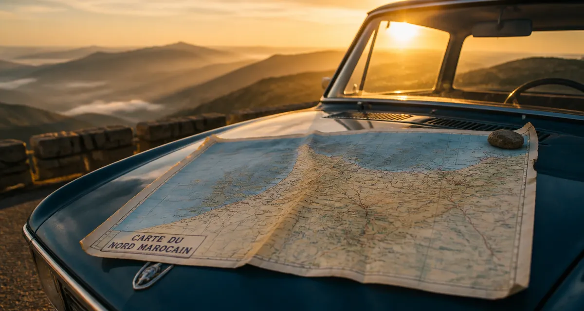 carte du nord marocain sur voiture ancienne