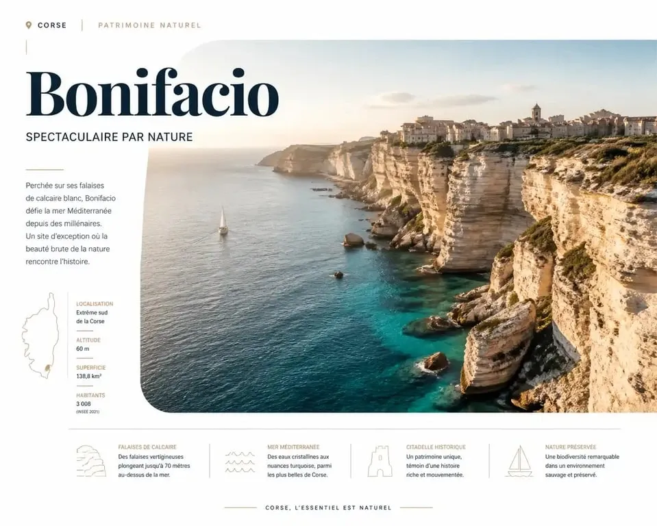 Falaises de calcaire de Bonifacio, destination finale du trajet Propriano Bonifacio en Corse