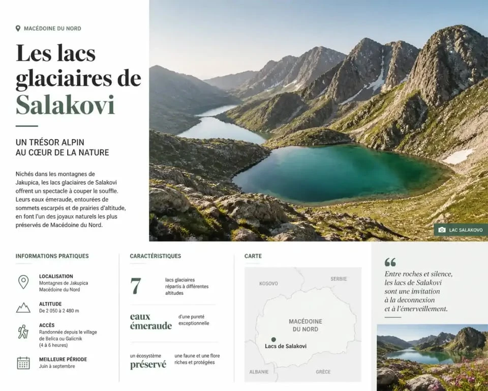 Lacs glaciaires de Salakovi dans les montagnes de Macédoine du Nord