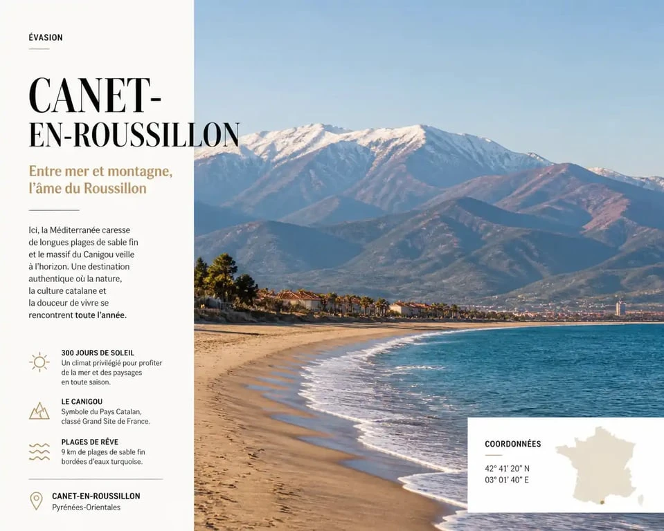 Plage de Canet-en-Roussillon accessible depuis le centre-ville de Perpignan