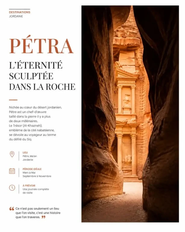 Vue emblématique du Trésor de Petra, site incontournable à visiter en Jordanie